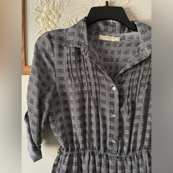 Anthropologie Isabella Sinclair navy pleated button front dress - Picture 3 of 7